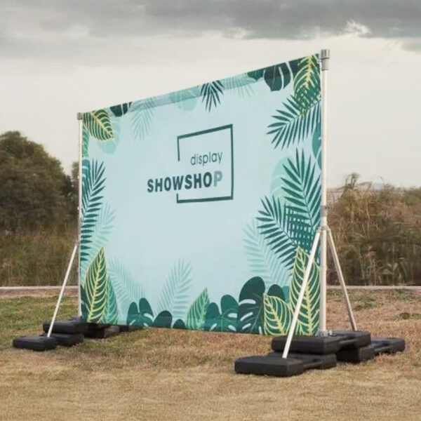 Ścianka tekstylna outdoor 300 x 230 cm z obciążnikami